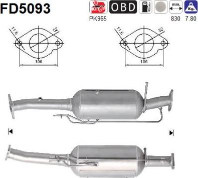 AS FD5093 - Tüs / Hissəcik filtri, egzoz sistemi furqanavto.az