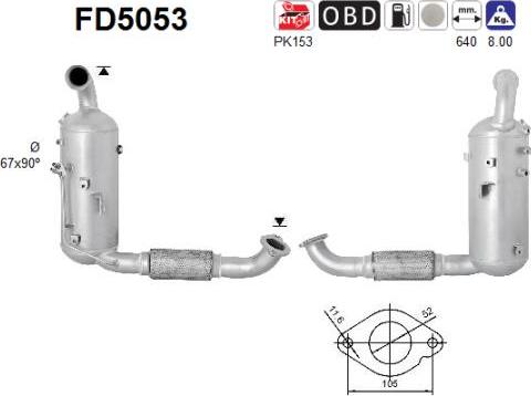 AS FD5053 - Tüs / Hissəcik filtri, egzoz sistemi furqanavto.az