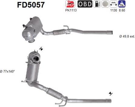AS FD5057 - Tüs / Hissəcik filtri, egzoz sistemi furqanavto.az