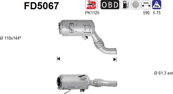 AS FD5067 - Tüs / Hissəcik filtri, egzoz sistemi furqanavto.az