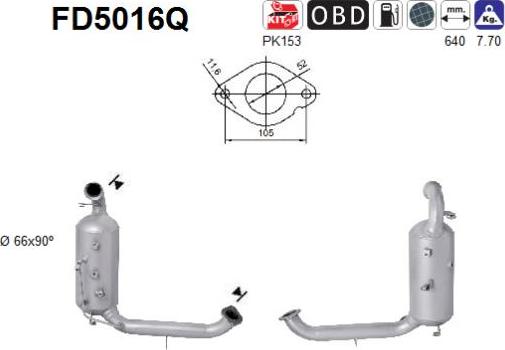 AS FD5016Q - Tüs / Hissəcik filtri, egzoz sistemi furqanavto.az