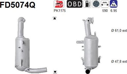 AS FD5074Q - Tüs / Hissəcik filtri, egzoz sistemi furqanavto.az