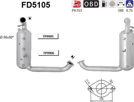 AS FD5105 - Tüs / Hissəcik filtri, egzoz sistemi furqanavto.az