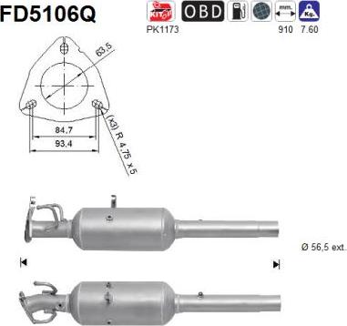 AS FD5106Q - Tüs / Hissəcik filtri, egzoz sistemi furqanavto.az