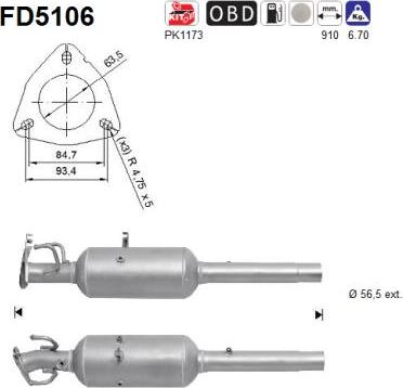 AS FD5106 - Tüs / Hissəcik filtri, egzoz sistemi furqanavto.az