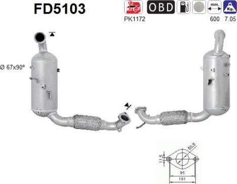 AS FD5103 - Tüs / Hissəcik filtri, egzoz sistemi furqanavto.az