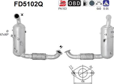 AS FD5102Q - Tüs / Hissəcik filtri, egzoz sistemi furqanavto.az