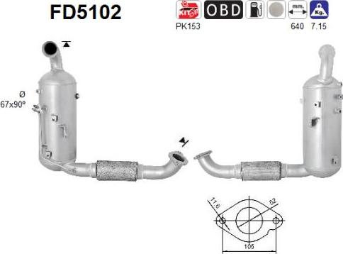 AS FD5102 - Tüs / Hissəcik filtri, egzoz sistemi furqanavto.az