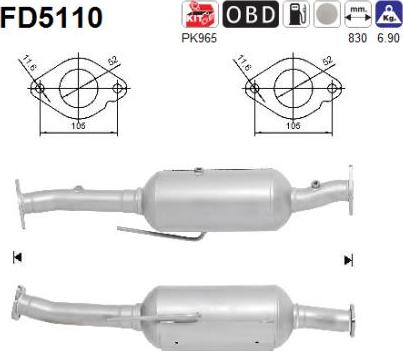 AS FD5110 - Tüs / Hissəcik filtri, egzoz sistemi furqanavto.az