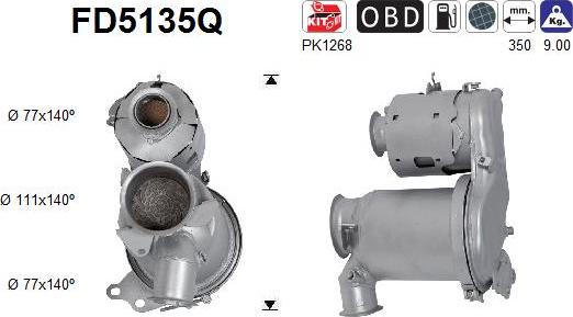 AS FD5135Q - Tüs / Hissəcik filtri, egzoz sistemi furqanavto.az
