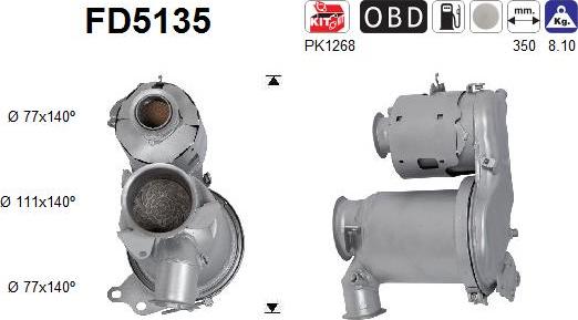 AS FD5135 - Tüs / Hissəcik filtri, egzoz sistemi furqanavto.az