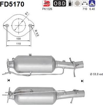 AS FD5170 - Tüs / Hissəcik filtri, egzoz sistemi furqanavto.az