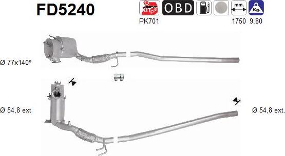 AS FD5240 - Tüs / Hissəcik filtri, egzoz sistemi furqanavto.az