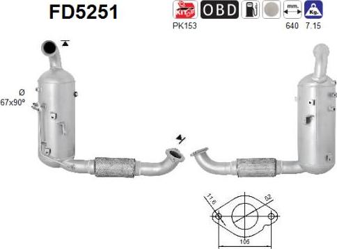 AS FD5251 - Tüs / Hissəcik filtri, egzoz sistemi furqanavto.az