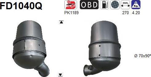 AS FD1040Q - Tüs / Hissəcik filtri, egzoz sistemi furqanavto.az