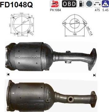 AS FD1048Q - Tüs / Hissəcik filtri, egzoz sistemi furqanavto.az