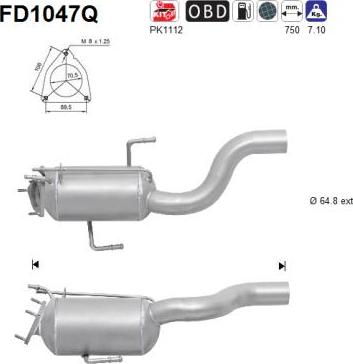 AS FD1047Q - Tüs / Hissəcik filtri, egzoz sistemi furqanavto.az