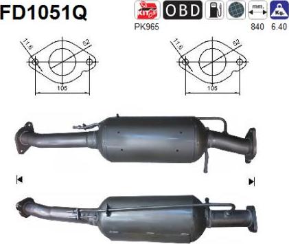 AS FD1051Q - Tüs / Hissəcik filtri, egzoz sistemi furqanavto.az