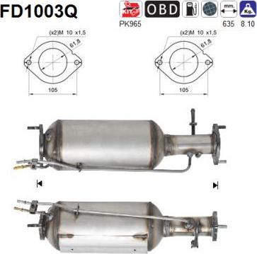 AS FD1003Q - Tüs / Hissəcik filtri, egzoz sistemi furqanavto.az