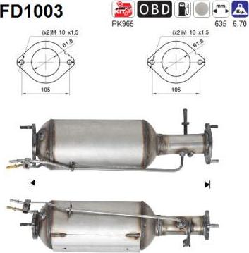 AS FD1003 - Tüs / Hissəcik filtri, egzoz sistemi furqanavto.az