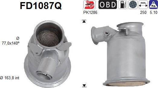 AS FD1087Q - Tüs / Hissəcik filtri, egzoz sistemi furqanavto.az