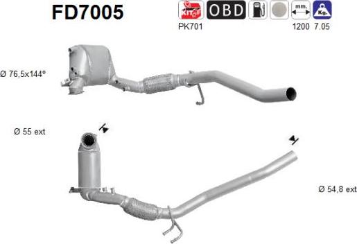 AS FD7005 - Tüs / Hissəcik filtri, egzoz sistemi furqanavto.az