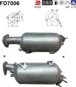 AS FD7006 - Tüs / Hissəcik filtri, egzoz sistemi furqanavto.az