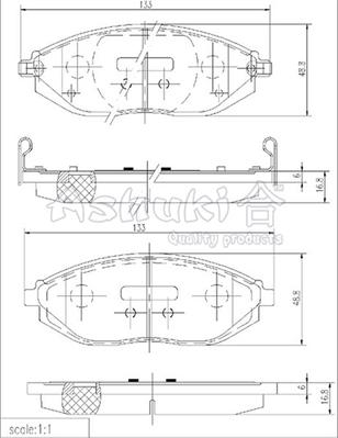 Ashuki J009-05 - Əyləc altlığı dəsti, əyləc diski furqanavto.az