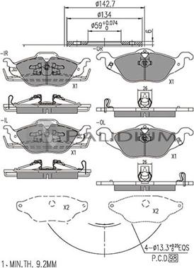 Ashuki P1-1011 - Əyləc altlığı dəsti, əyləc diski furqanavto.az