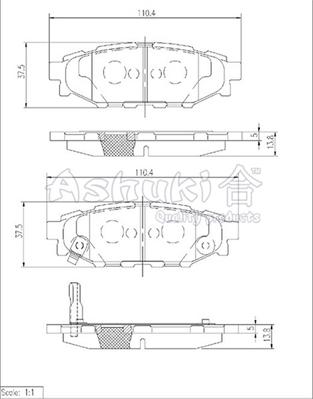 Ashuki S011-50 - Əyləc altlığı dəsti, əyləc diski furqanavto.az