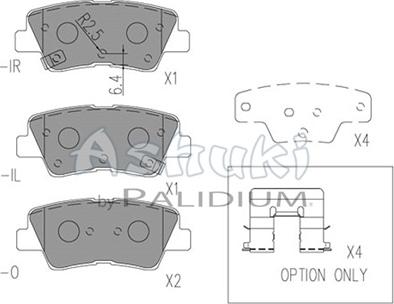 Ashuki Y029-55 - Əyləc altlığı dəsti, əyləc diski furqanavto.az