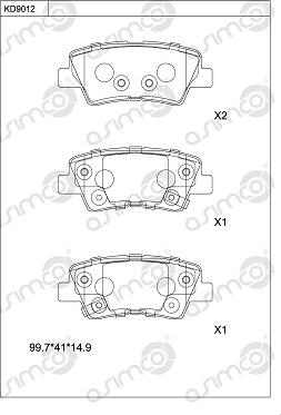 Asimco KD9012 - Əyləc altlığı dəsti, əyləc diski furqanavto.az