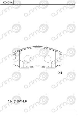 Asimco KD4019 - Əyləc altlığı dəsti, əyləc diski furqanavto.az