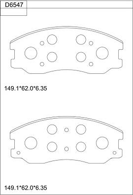 Asimco KD6547 - Əyləc altlığı dəsti, əyləc diski furqanavto.az