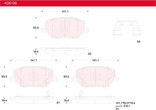 Asimco KD6199 - Əyləc altlığı dəsti, əyləc diski furqanavto.az