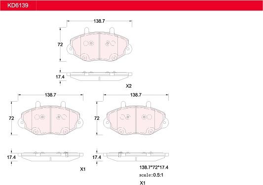 Asimco KD6139 - Əyləc altlığı dəsti, əyləc diski furqanavto.az