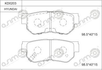 Asimco KD0203 - Əyləc altlığı dəsti, əyləc diski furqanavto.az