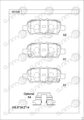 Asimco KD1535 - Əyləc altlığı dəsti, əyləc diski furqanavto.az