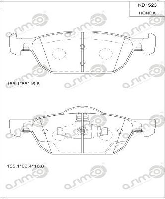 Asimco KD1523 - Əyləc altlığı dəsti, əyləc diski furqanavto.az