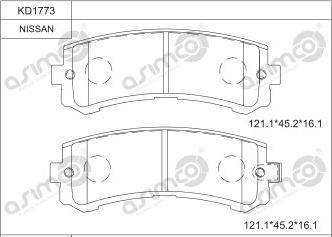 Asimco KD1773 - Əyləc altlığı dəsti, əyləc diski furqanavto.az