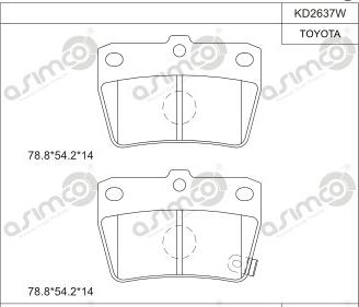 Asimco KD2637W - Əyləc altlığı dəsti, əyləc diski furqanavto.az