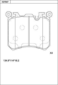 Asimco KD7947 - Əyləc altlığı dəsti, əyləc diski furqanavto.az