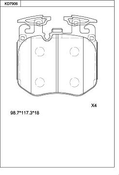 Asimco KD7906 - Əyləc altlığı dəsti, əyləc diski furqanavto.az