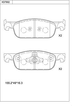 Asimco KD7902 - Əyləc altlığı dəsti, əyləc diski furqanavto.az