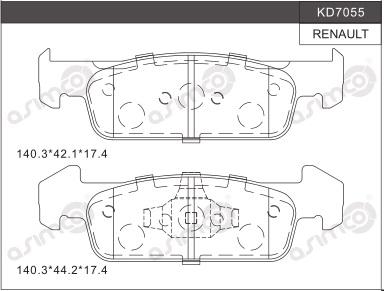 Asimco KD7055 - Əyləc altlığı dəsti, əyləc diski furqanavto.az