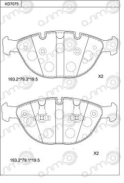 Asimco KD7075 - Əyləc altlığı dəsti, əyləc diski furqanavto.az