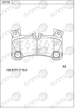 Asimco KD7108 - Əyləc altlığı dəsti, əyləc diski furqanavto.az