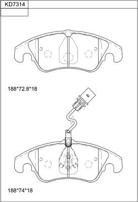 Asimco KD7314 - Əyləc altlığı dəsti, əyləc diski furqanavto.az