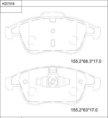 Asimco KD7318 - Əyləc altlığı dəsti, əyləc diski furqanavto.az