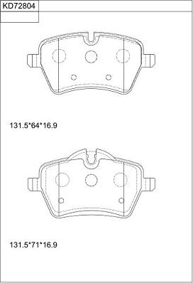 Asimco KD72804 - Əyləc altlığı dəsti, əyləc diski furqanavto.az